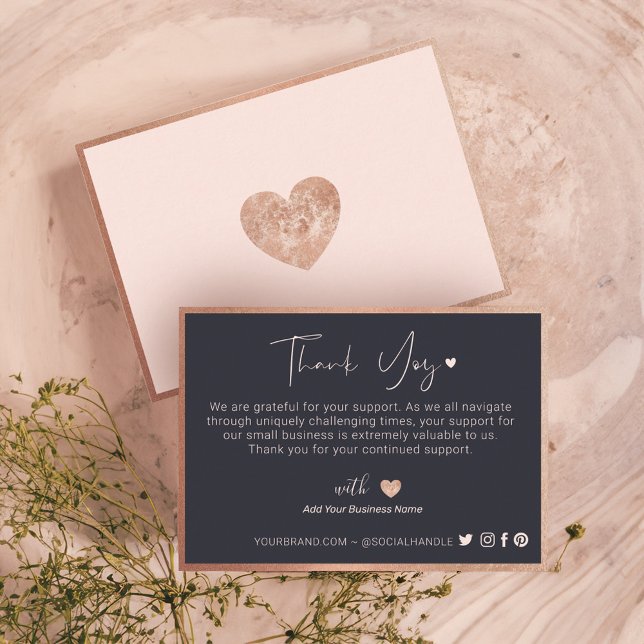 Thank You For Your Business Rose Gold Heart Pink Loyalty Card (Thank You For Your Business Rose Gold Heart Pink Loyalty Card)