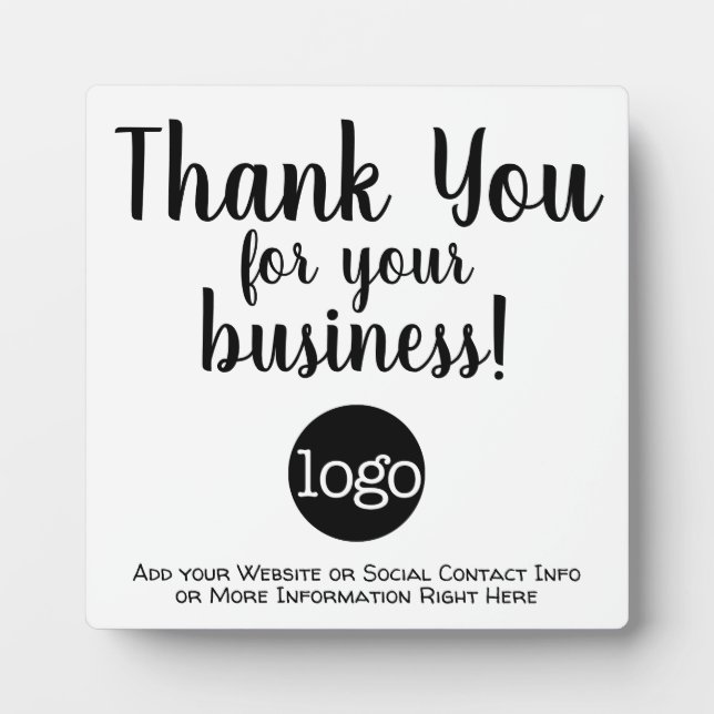 Thank you for your business with logo and contact plaque (Front)