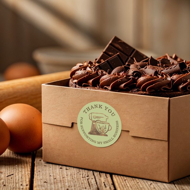 Thank You For Your Business Woodgrain Standmixer Classic Round Sticker (Thank You For Your Business Woodgrain Standmixer Classic Round Sticker)