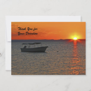 Thank You for Your Donation, Sunset Fishing Boat Card