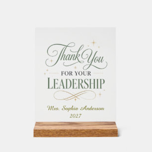 Thank You For Your Leadership Personalised Acrylic Sign