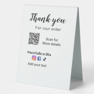 Thank you for your order add q r contact details s