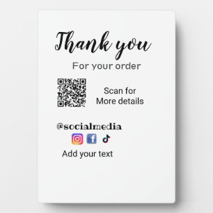 Thank you for your order add q r contact details s plaque