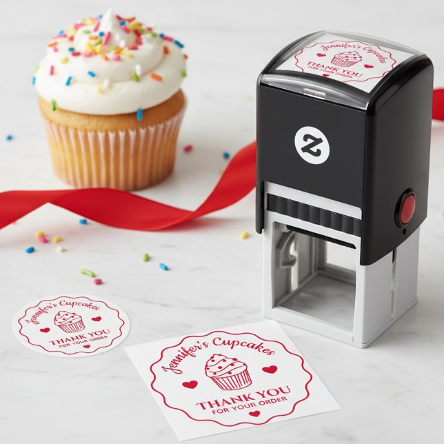 Thank You For Your Order Bakery Cupcake Stamp (Thank you for your order self inking stamp 🧁)