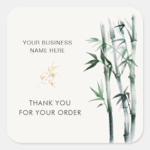 Thank you for your order bamboo square sticker