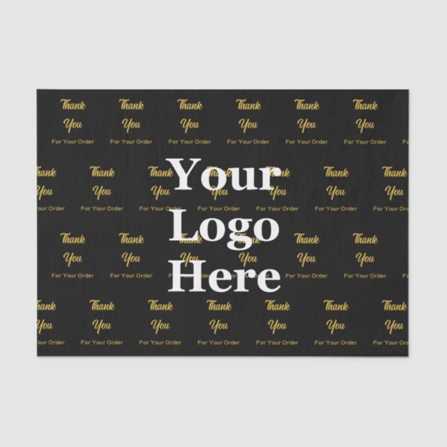 Thank You For Your Order Black Gold Business Logo Tissue Paper (Front)