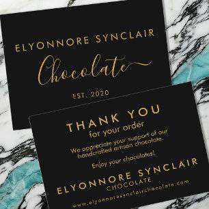 Thank You For Your Order Black Gold Chocolate Business Card