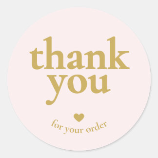 Thank You for Your Order Blush Pink Gold Classic Round Sticker
