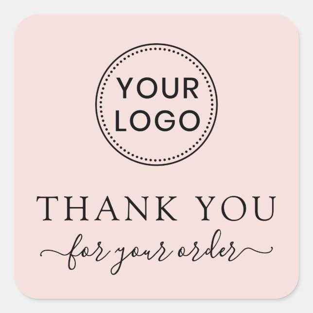 Thank you for your order blush pink thank you square sticker (Front)