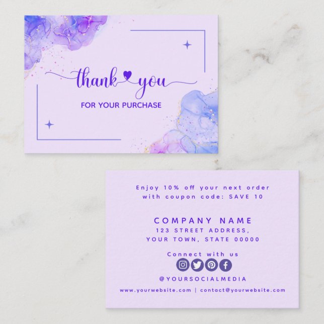 Thank You For Your Order business card (Front/Back)