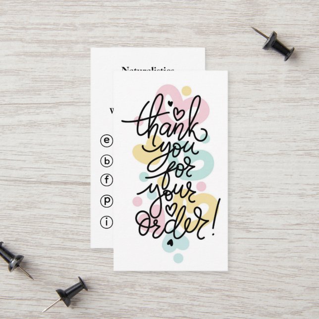 Thank You For Your Order Business Cards (Front/Back In Situ)