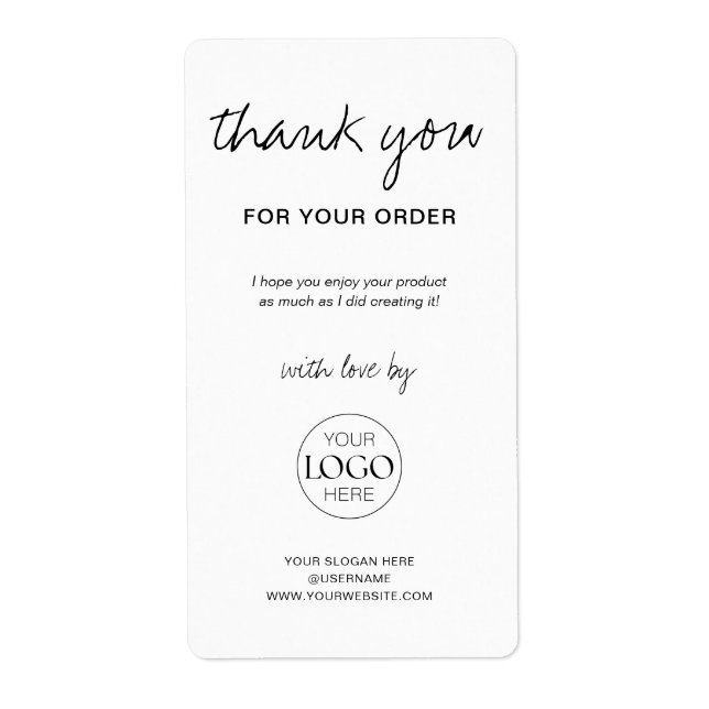 Thank You For Your Order Business Logo Chic White (Front)