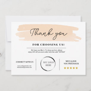 Thank You For Your Order Card, Business Thank You Card