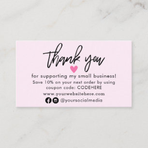 Thank You For Your Order Coupon Code Business Card