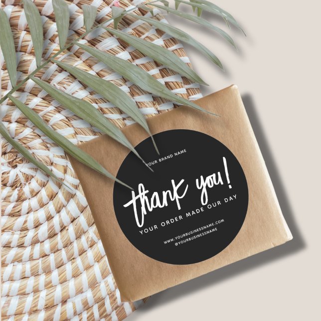 Thank you for your order custom black business classic round sticker (Creator Uploaded)