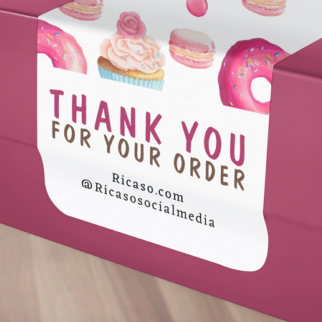 Thank You For Your Order Doughnut and Cupcake Patt (Thank You For Your Order Donut and Cupcake Pattern Labels by Ricaso. Craft baker business products)