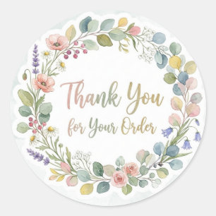 Thank You For Your Order floral Classic Round Sticker
