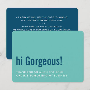 THANK YOU FOR YOUR ORDER fun insert mint navy Card