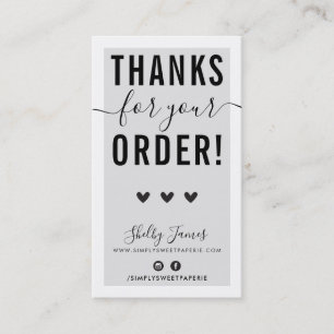 THANK YOU FOR YOUR ORDER insert gray black
