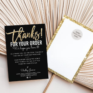 THANK YOU FOR YOUR ORDER insert modern black gold