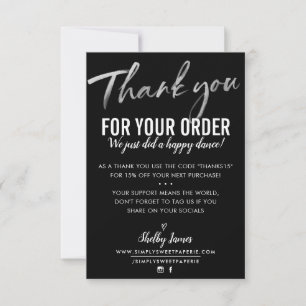 THANK YOU FOR YOUR ORDER insert modern black white
