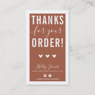 THANK YOU FOR YOUR ORDER insert modern clay brown