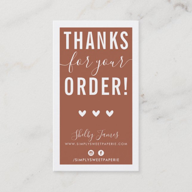 THANK YOU FOR YOUR ORDER insert modern clay brown (Front)