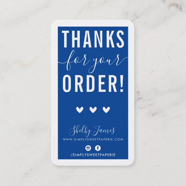 THANK YOU FOR YOUR ORDER insert modern royal blue (Front)