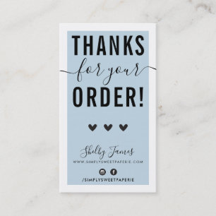THANK YOU FOR YOUR ORDER insert pale blue black