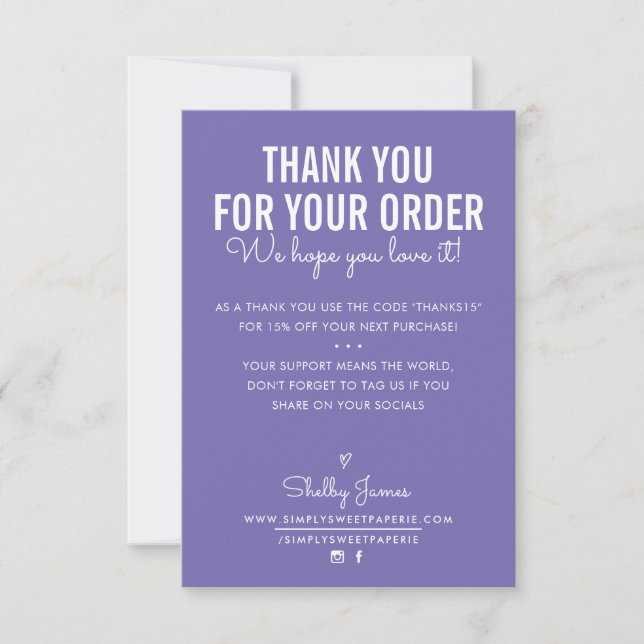 THANK YOU FOR YOUR ORDER insert white ink purple (Front)