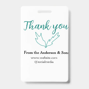 Thank you for your order leaf website company name ID badge
