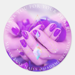 Thank You For Your Order Luxe Nails Purple Logo Classic Round Sticker