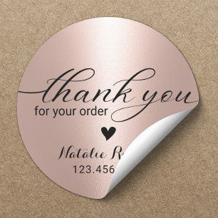 Thank You for Your Order Modern Rose Gold Business Classic Round Sticker