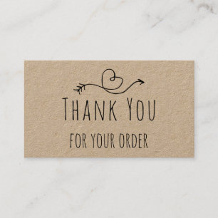 Thank You For Your Order on Kraft Paper Business Card