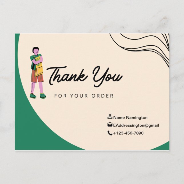 Thank You for your order Post Card- Green Postcard (Front)