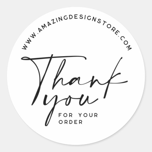 Thank you for your order Script elegant  Classic Round Sticker (Front)