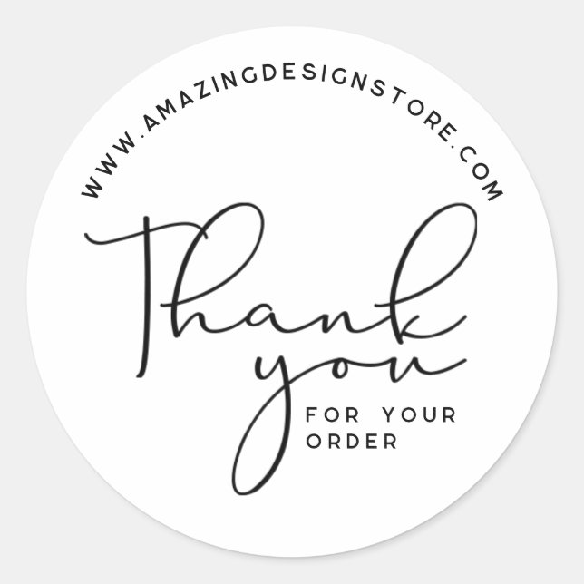 Thank you for your order Script elegant  Classic Round Sticker (Front)