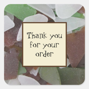 Thank You for Your Order Sea Glass Photo Business Square Sticker