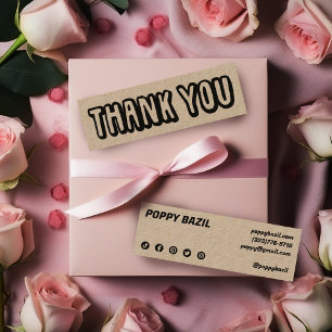 Thank You for your Order Social Media Icons Kraft Mini Business Card