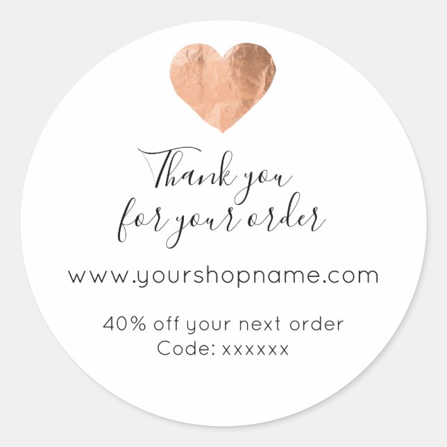 Thank You For Your Order Web Promote Code Simply Classic Round Sticker (Front)