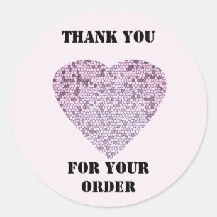 Thank You for Your Order with Large Mosaic Heart Classic Round Sticker
