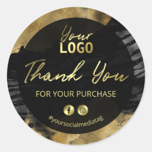 Thank You For Your Purchase Black And Gold Classic Round Sticker
