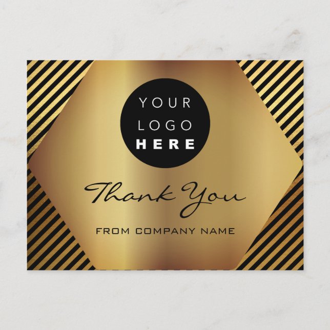 Thank You For Your Purchase Black Gold Logo Postcard (Front)