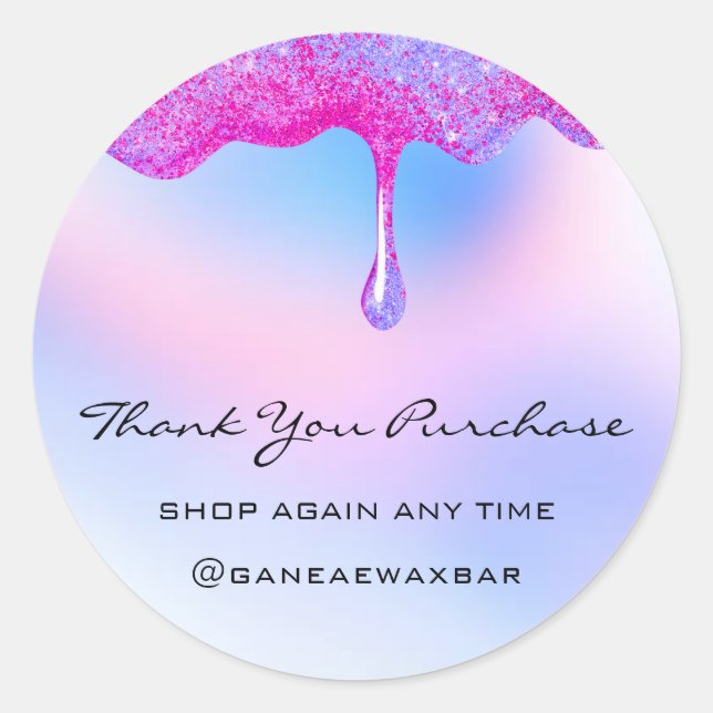 Thank You For Your Purchase Boutique Ombre Blue Classic Round Sticker (Front)