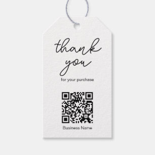 Thank You For Your Purchase Business QR Code White Gift Tags