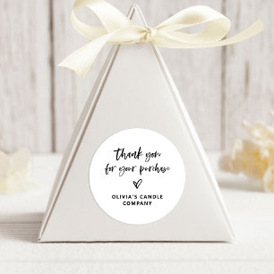 Thank You for your Purchase Casual Script Heart Classic Round Sticker
