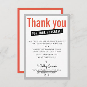 THANK YOU FOR YOUR PURCHASE customer insert orange