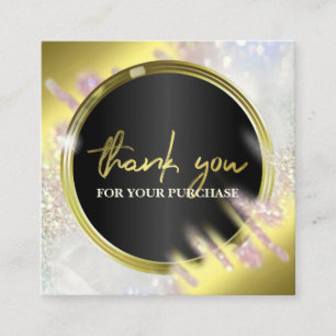 Thank You For Your Purchase Fading Gold And Opal Square Business Card