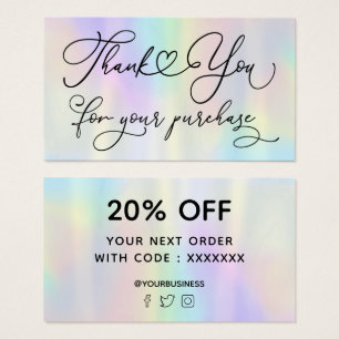 thank you for your purchase faux iridescent