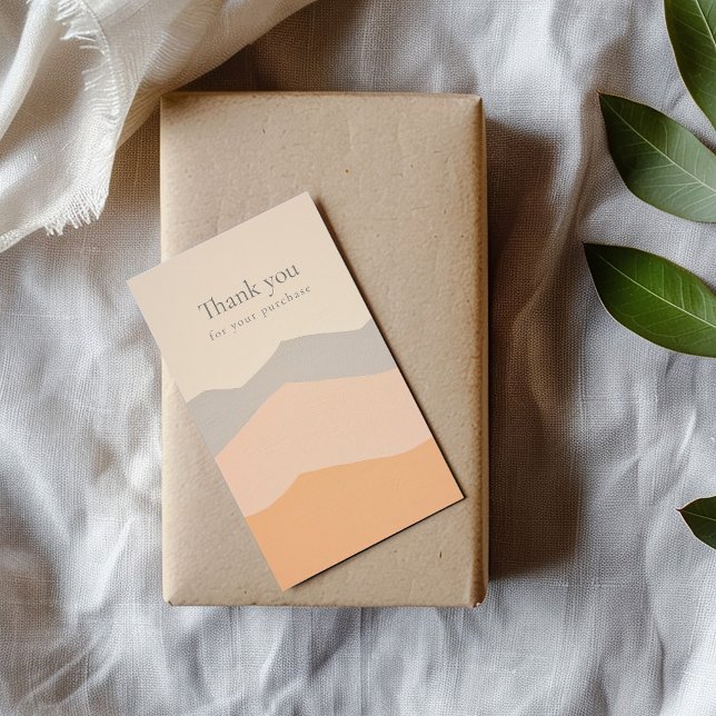 Thank you for your purchase flat pastel mountains enclosure card (Geometric flat pastel orange, pink grey mountains "Thank you" enclosure card with personal message.)